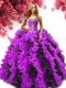 Multi-color Ball Gowns Sweetheart Sleeveless Organza Floor Length Lace Up Beading and Ruffles Quinceanera Gown