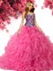 Superior Hot Pink Sweetheart Neckline Beading and Ruffles Sweet 16 Dress Sleeveless Lace Up