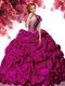 Customized Fuchsia Sleeveless With Train Beading and Ruffles Lace Up 15 Quinceanera Dress