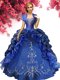 Pretty Royal Blue Lace Up Sweetheart Beading and Embroidery Quinceanera Dress Taffeta Sleeveless