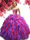 Multi-color Lace Up Sweet 16 Dress Ruffles Sleeveless Floor Length