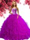 Delicate Sleeveless Lace Up Floor Length Beading and Ruffles Quinceanera Dress