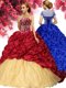 Superior Sleeveless With Train Pick Ups Lace Up Quinceanera Dress with Wine Red Brush Train