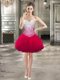 Sweetheart Sleeveless Tulle Homecoming Dress Beading and Ruffles Lace Up