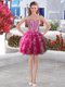 Charming Fuchsia Prom Dresses Prom and Party and For with Beading and Ruffles Sweetheart Sleeveless Lace Up