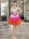 Suitable Organza Sweetheart Sleeveless Lace Up Beading and Ruffles Prom Gown in Multi-color