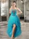 Teal Lace Up Sweetheart Beading and Ruffles Homecoming Dress Tulle Sleeveless
