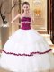 Exceptional Sleeveless Organza Floor Length Lace Up Sweet 16 Dress in White with Beading