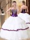 White Sweet 16 Quinceanera Dress Military Ball and Sweet 16 and Quinceanera and For with Beading Strapless Sleeveless Lace Up