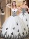 Trendy White Ball Gowns Appliques Quinceanera Dresses Lace Up Tulle Sleeveless Floor Length