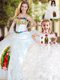 Deluxe Floor Length Ball Gowns Sleeveless White Quince Ball Gowns Lace Up