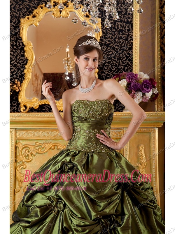 olive green ball gowns